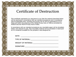 Certificate of Destruction from Pittsburgh shredding providers